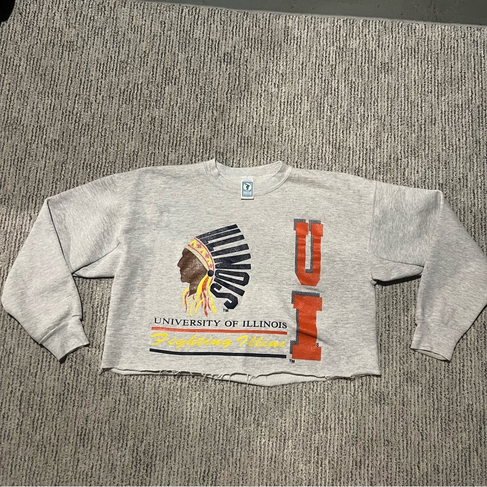 Vintage Gray University of Illinois Crew Neck Sweater